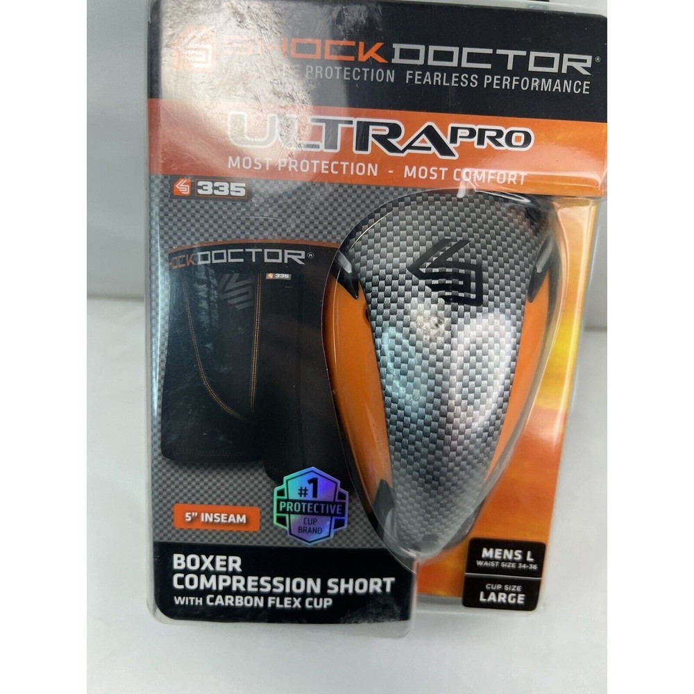 Shock Doctor Ultra Pro Boxer Compression Shorts Ultra Carbon FlexCup Mens L Blk - Picture 2 of 6